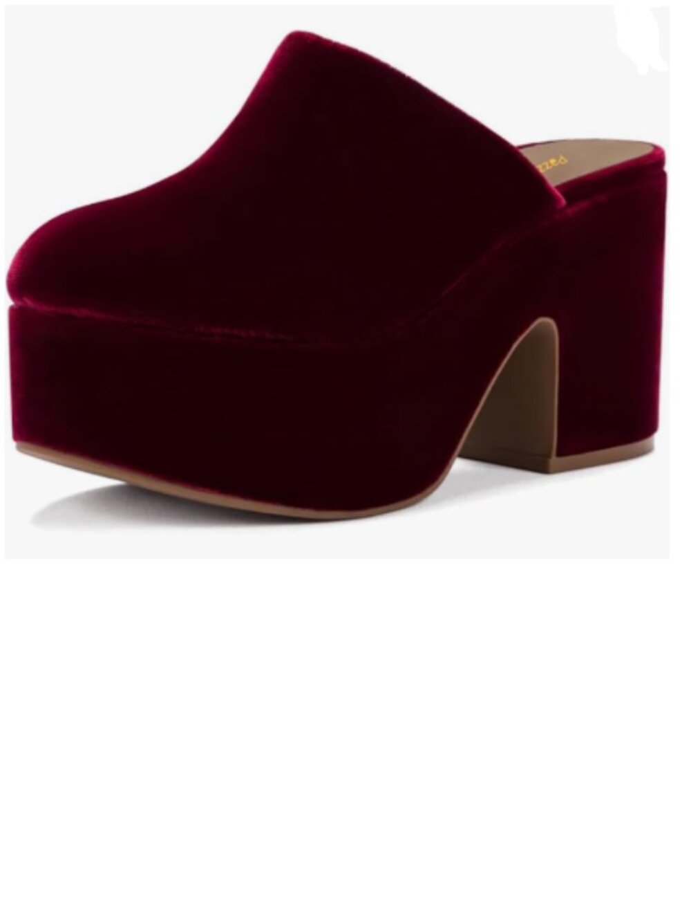 Pazzion Dark Red Platform Round Toe Mules Clogs Slip On Chunky High Heel Slipper